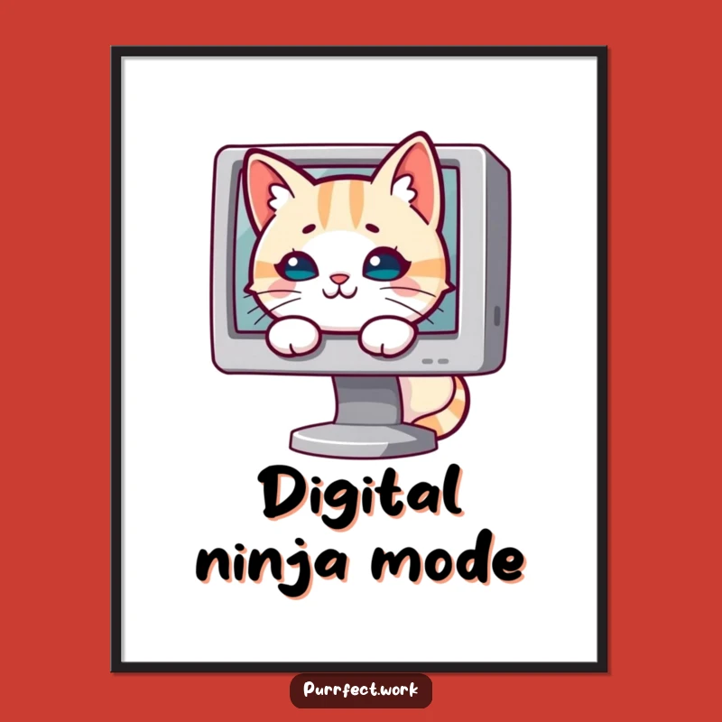 Funny Mischievous Cat Digital Art: Bring Playful Intrigue to Your Walls
