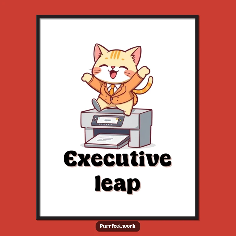 Funny Cat Suit Printer Digital Art: Hilarious Instant Download for Motivated Decor