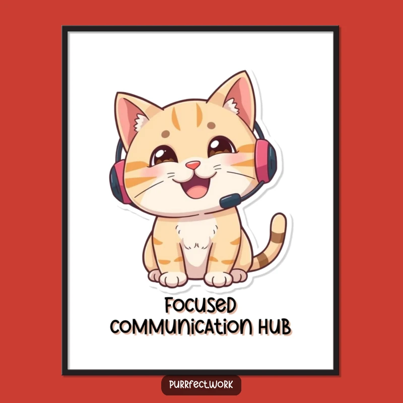 Funny Gamer Cat Digital Art: Alert and Engaged Decor for Your Gaming Haven