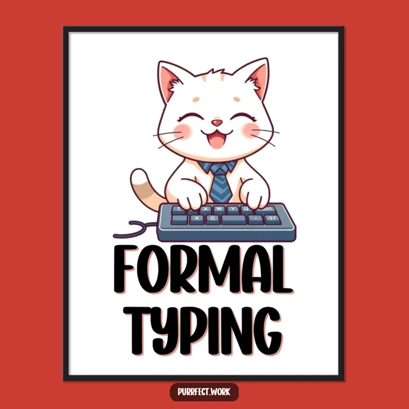 Funny Cat Tie Keyboard Digital Art: Instant Professional Decor