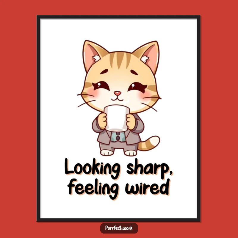Funny Boss Cat Digital Art: Stylish Feline Executive Wall Art, Printable Funny Gift!