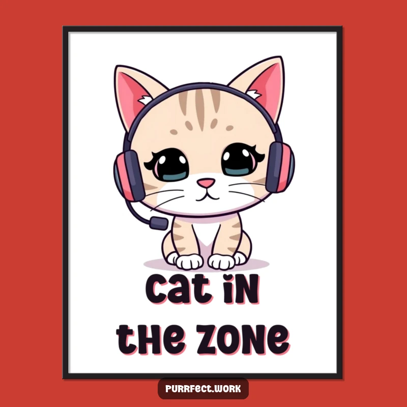 Funny Cat Gamer Digital Art Print: Intense Focus for Your Walls - Instant Gift!