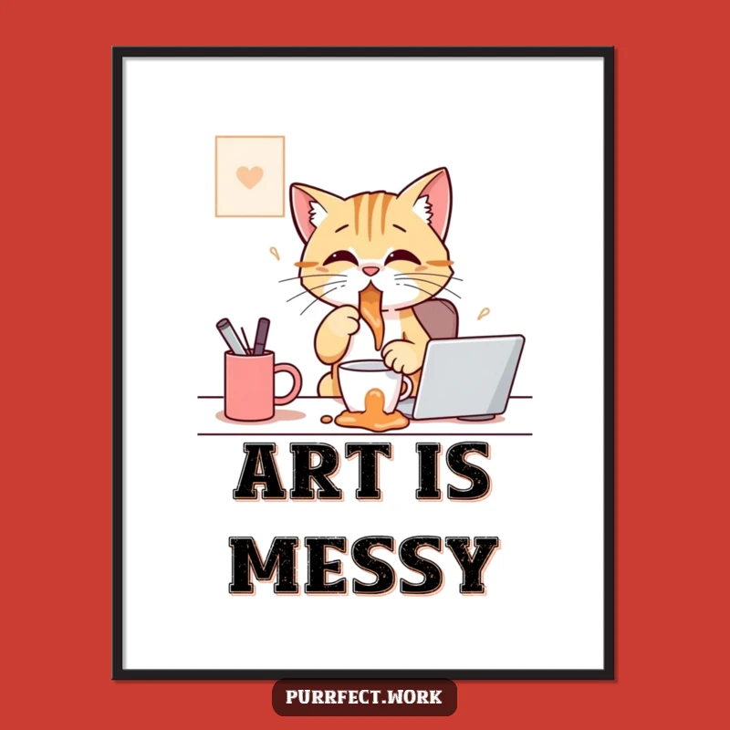 Funny Coffee Spill Art Print: Humorous Wall Decor for Coffee Enthusiasts