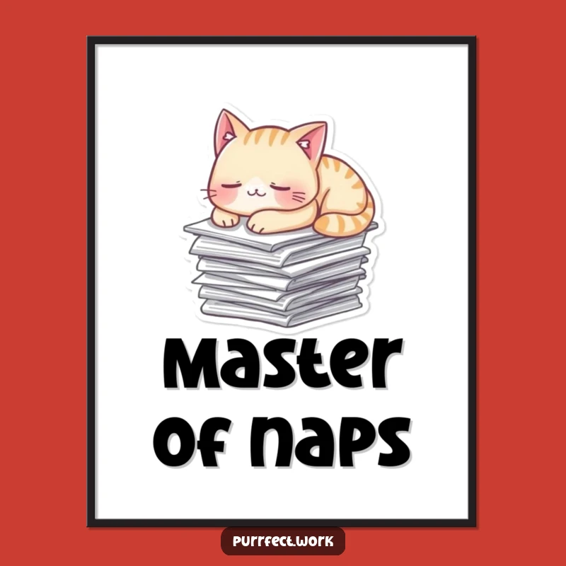 Funny Napping Cat Paper Digital Art - Cozy Printable Pet Gift