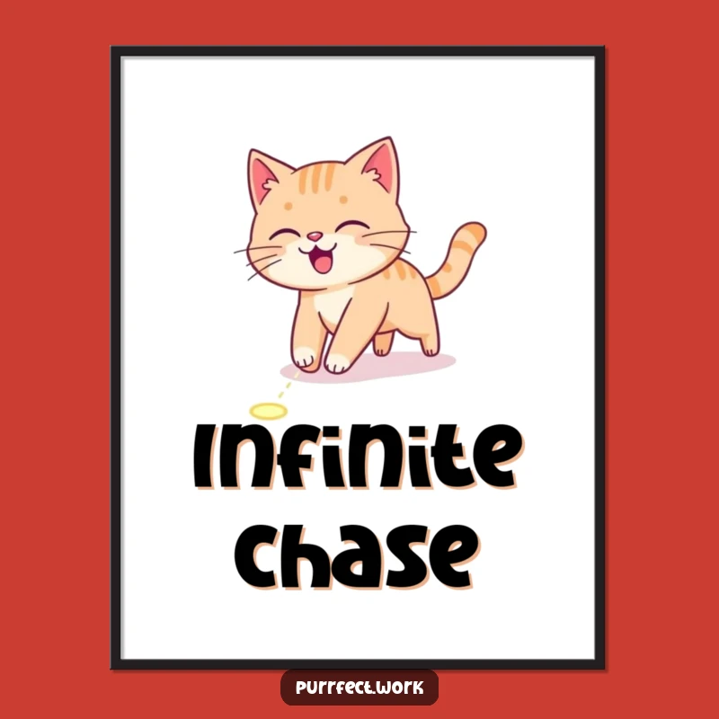Funny Cat Laser Chase Digital Art - Energetic Printable Pet Gift