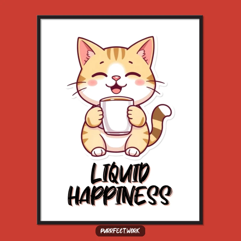 Funny Cat Coffee Digital Art: Instant Cheerful Decor for Cat Lovers