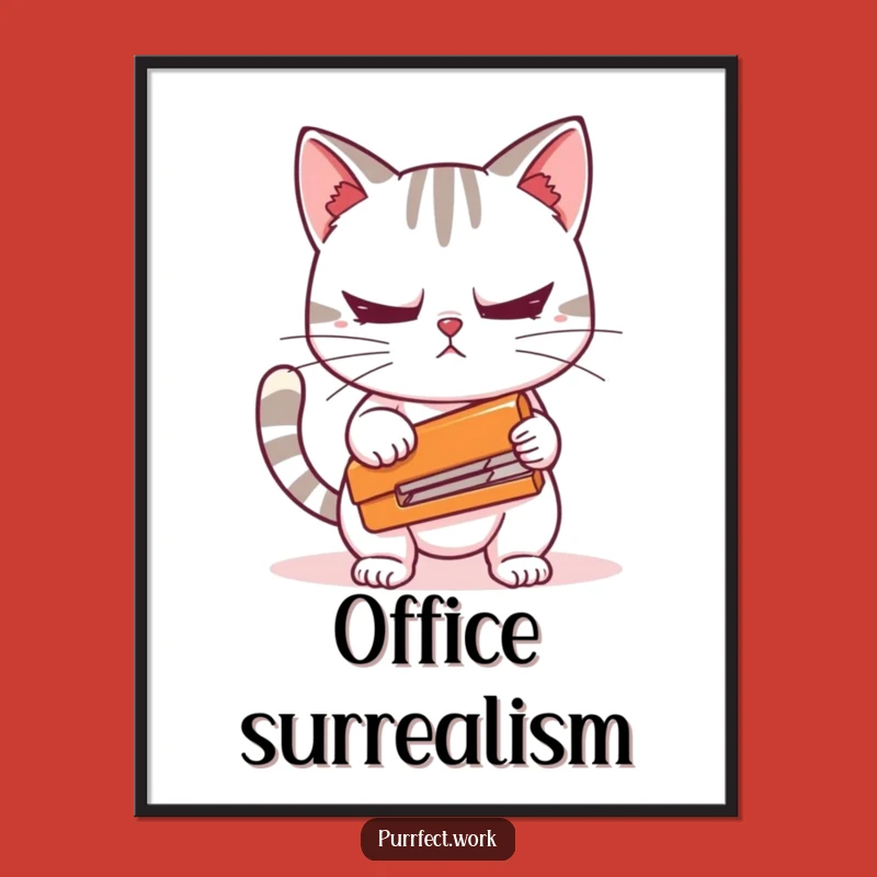 Funny Cat Stapler Digital Art: Instant Anxiety Decor, Hilarious Printable Gift