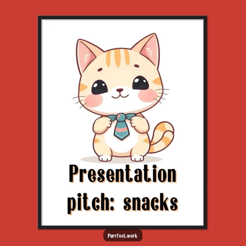 Funny Cat Presentation Digital Art: Cheerful Feline Speaker in Tie Print