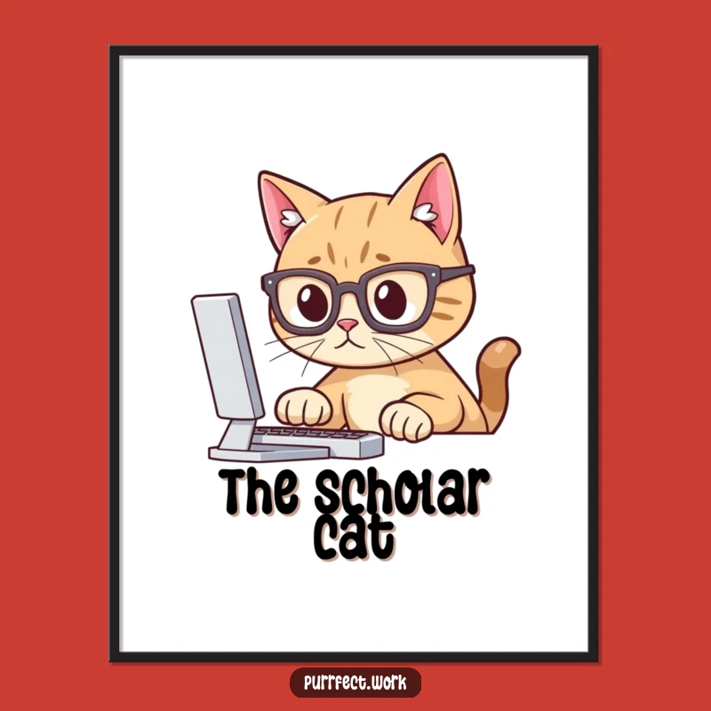 Funny Cat Glasses Art Print: Intellectual Wall Decor for the Savvy Cat Fan