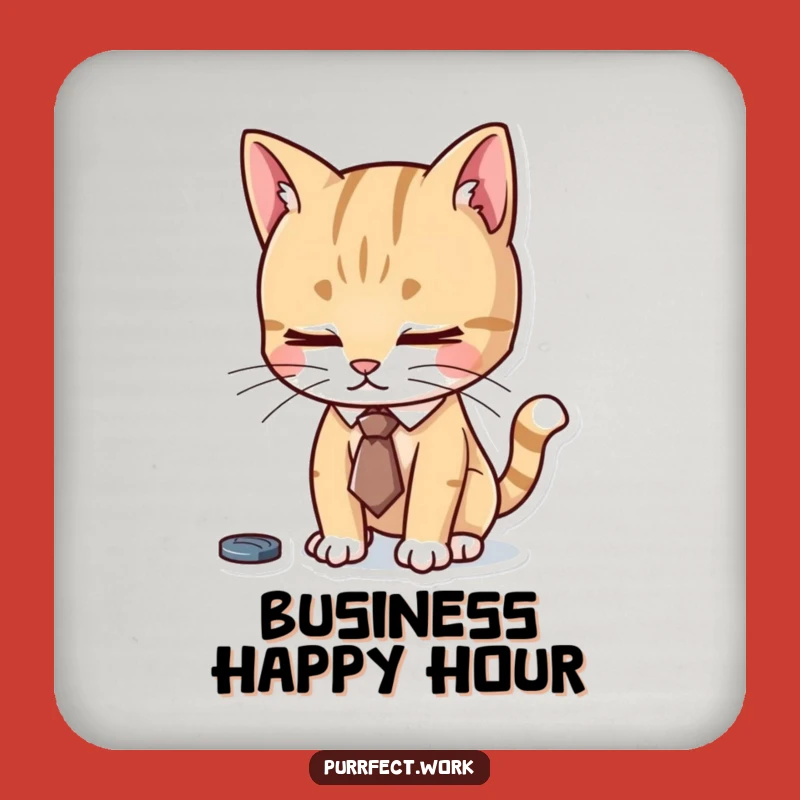 Funny Focused Cat Tie Coaster - Diligent Desk Protection with Style