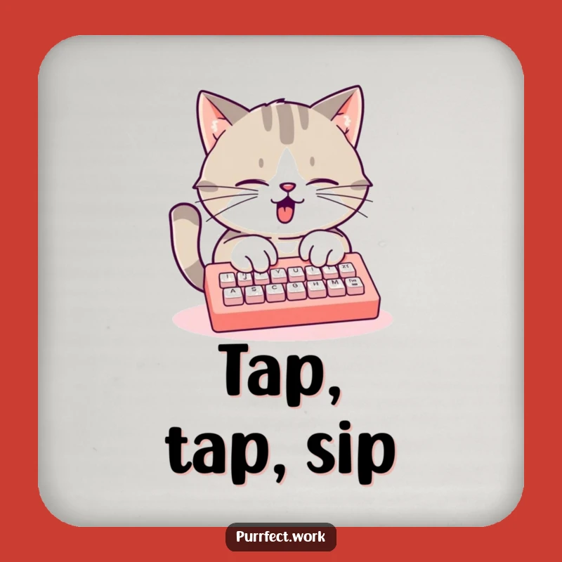 Funny Busy Cat Keyboard Coaster: Protect Surfaces with Hilarious Typing Art