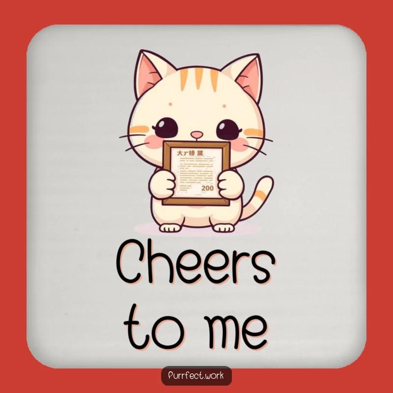 Funny Cat Achievement Coaster: Protect Surfaces with Pride - Quirky Gift!