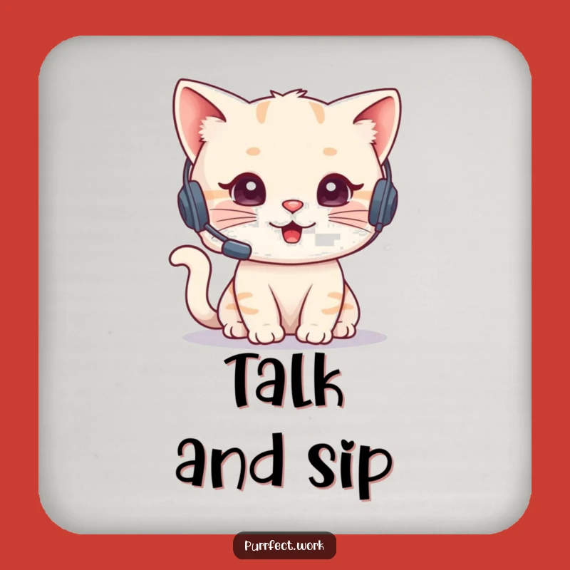 Funny Cat Agent Drink Coaster - Headset Phone Protector Gift