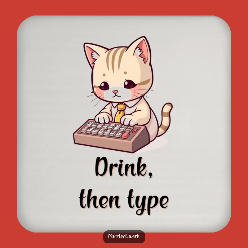 Funny Cat Drink Coaster: Dapper Typer's Table Protector, Hilarious Housewarming Gift