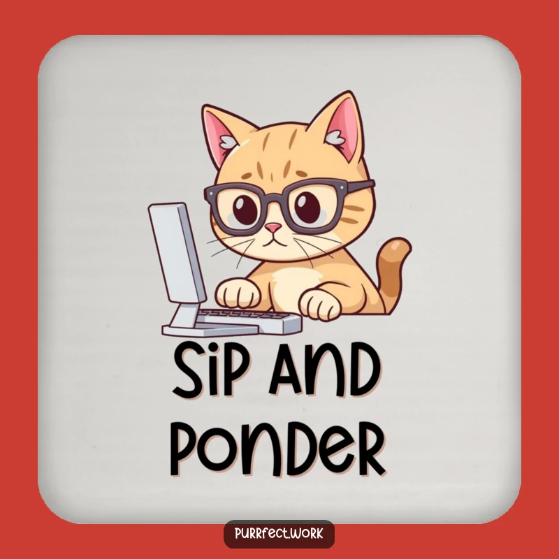 Funny Cat Glasses Coaster: Protect Surfaces with Intellectual Feline Flair