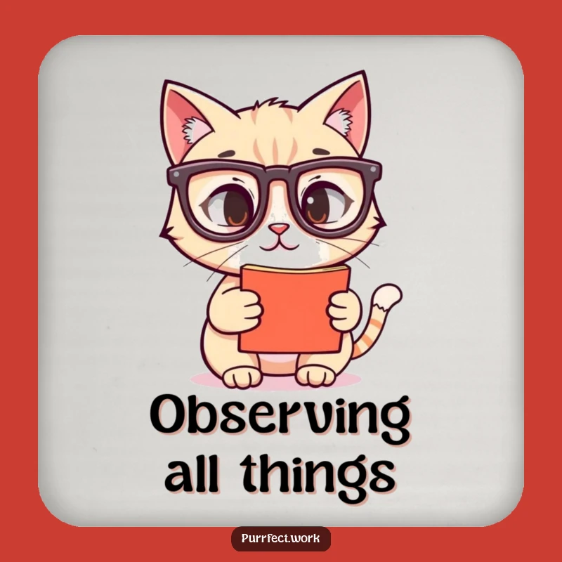 Funny Cat Reading Glasses Coaster: Hilarious Protection for Your Surfaces