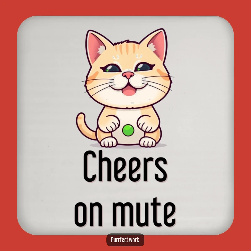 Funny Video Call Coasters - Hilarious Cat WFH Protection