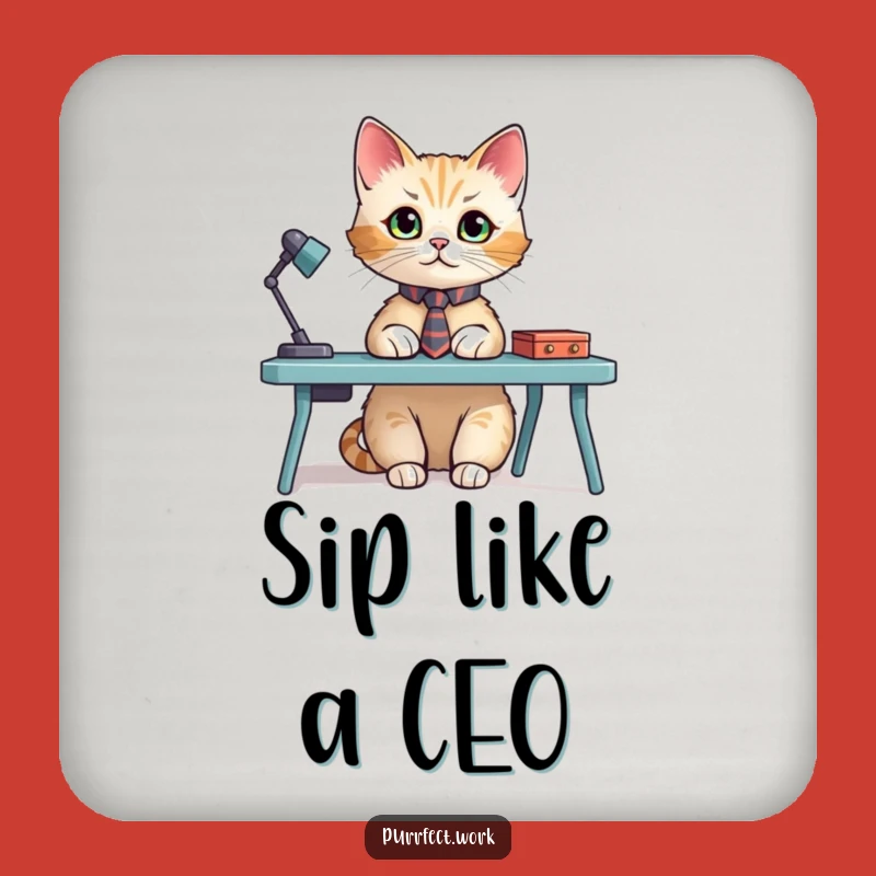 Funny Cat Tie Desk Coasters - Hilarious Protection for Your Surfaces with Feline Flair