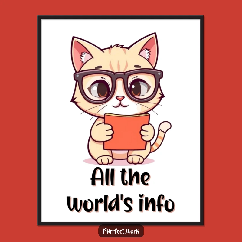 Funny Cat With Glasses Poster: Hilarious Wall Art for Screen Lovers' Den
