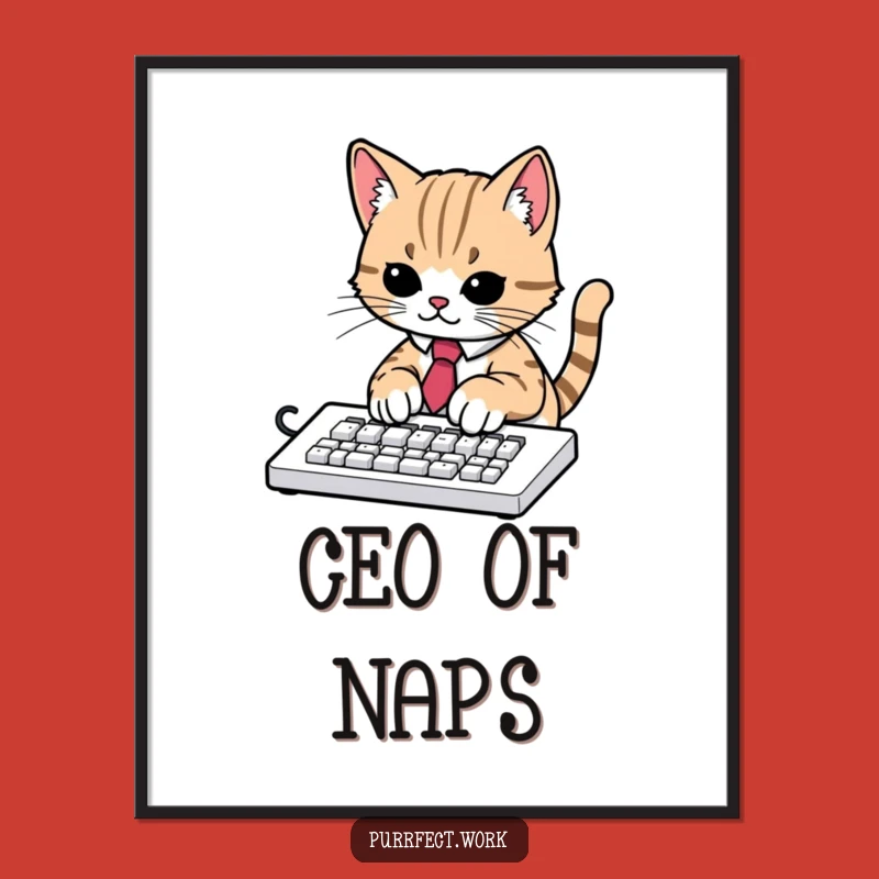 Funny Cat Typing Poster: Hilarious Office Art to Brighten Your Workspace Decor