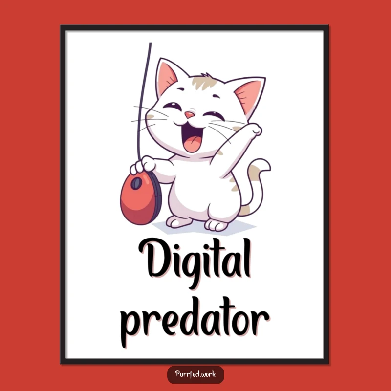 Funny Cat Mouse Chase Poster - Playful Pet Wall Art Gift