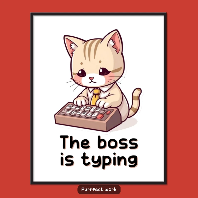 Funny Cat Poster: Dapper Typist Art, Hilarious Office Decor Gift