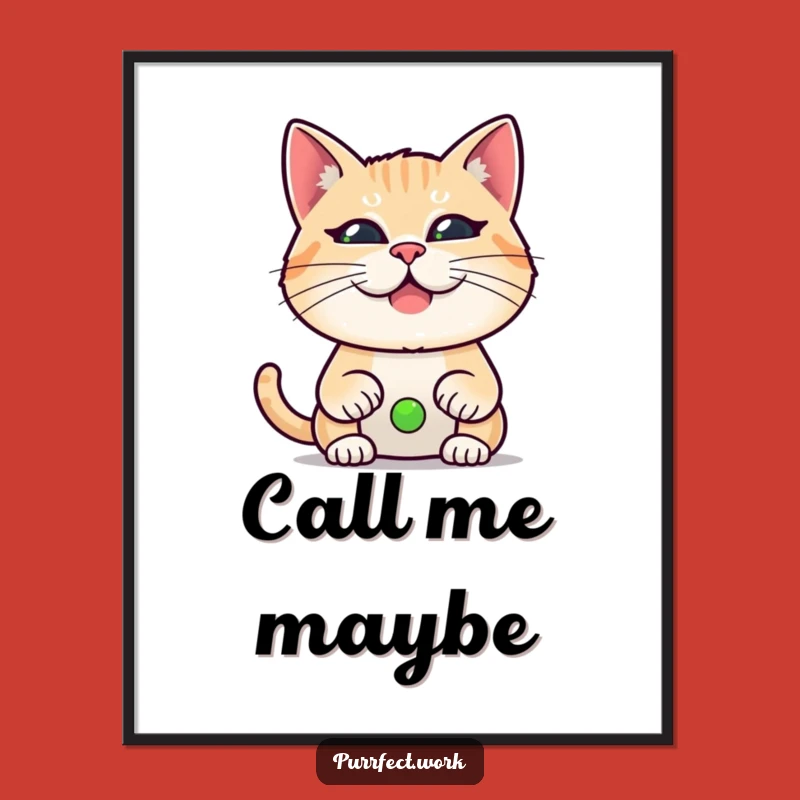 Funny Cat Video Call Poster - Hilarious WFH Pet Art