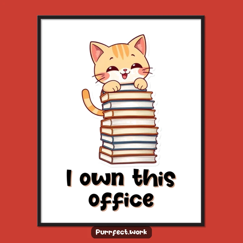 Funny Mischief Cat Poster - File Climbing Feline Art