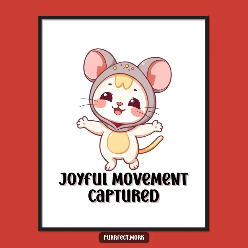 Funny Mouse Cat Poster: Joyful Dancing Feline Art, Great Funny Gift!