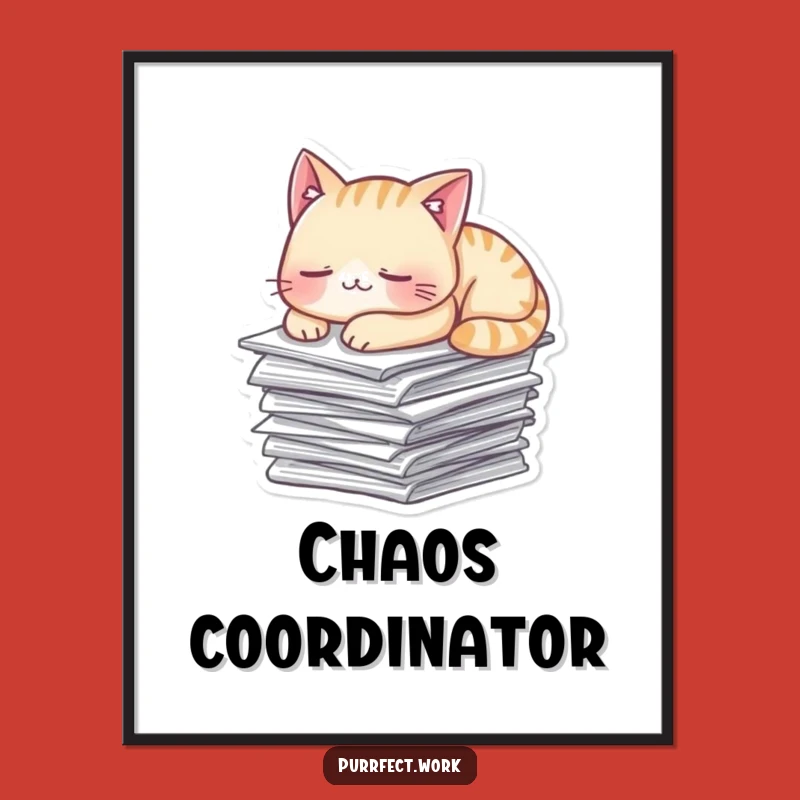 Funny Napping Cat Paper Poster - Relaxing Pet Wall Art Gift