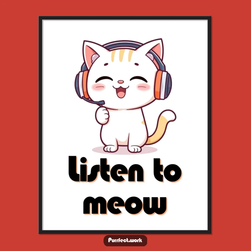 Funny Presentation Cat Poster - Enthusiastic Speaker Feline Art