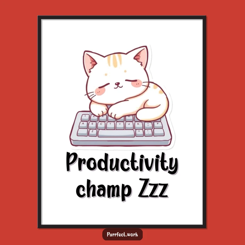 Funny Cat Keyboard Poster: Whimsical Art Print for Your Workspace