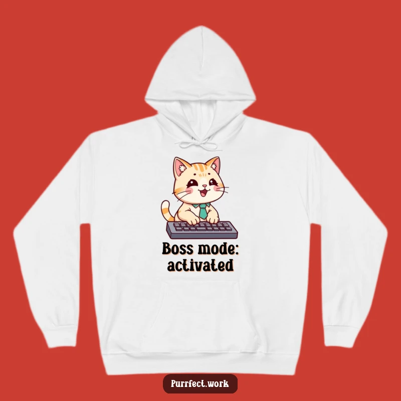 Funny Cat Keyboard Warrior Hoodie - Cozy Feline Work Gear Gift
