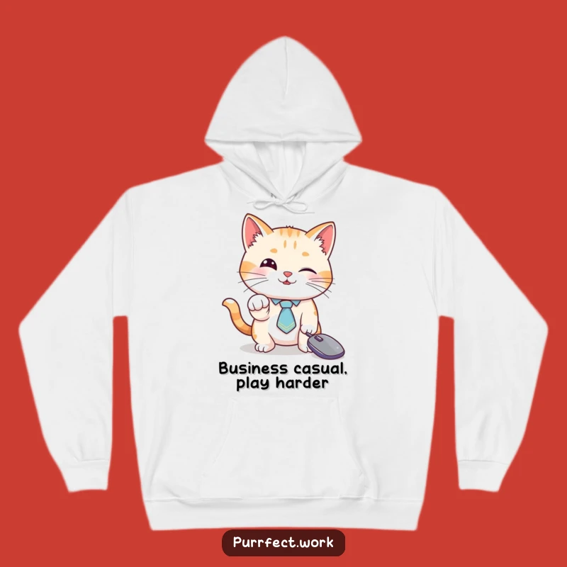 Funny Cat Tie Cursor Hoodie: Cozy and Hilarious Tech Wear for Cold Days