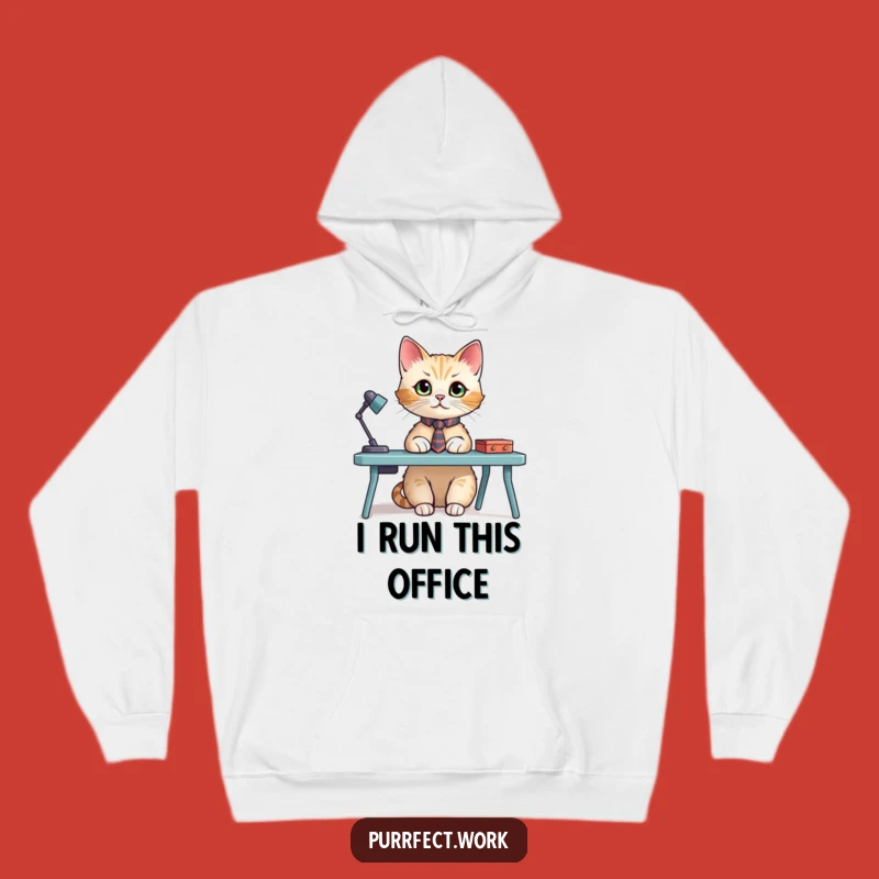 Funny Cat Tie Desk Hoodie - Hilarious Cozy Wear for Professional Feline Fans