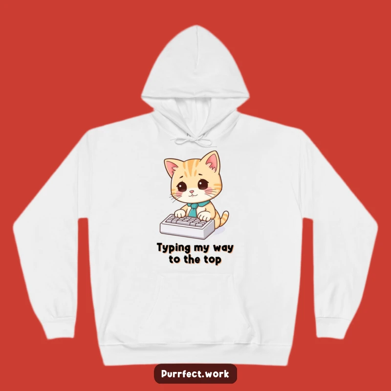 Funny Cat Typist Hoodie: Cozy Feline Executive Sweatshirt, Ideal Funny Gift!