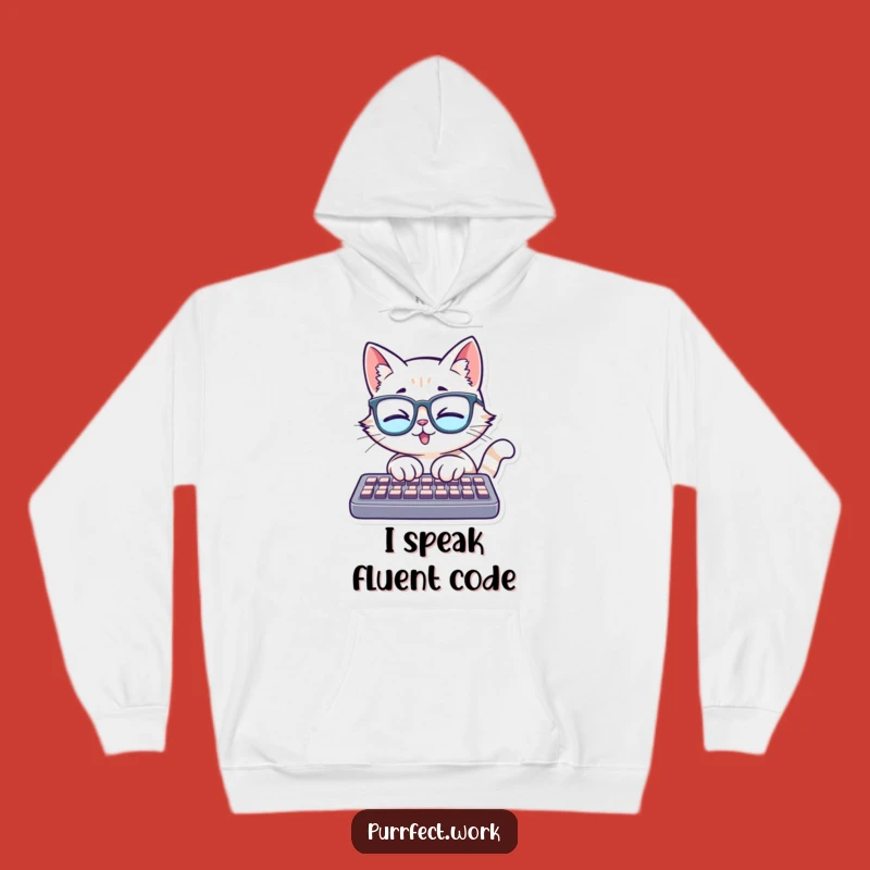 Funny Cat Glasses Keyboard Hoodie - Hilarious Cozy Wear for Intellectual Feline Fans