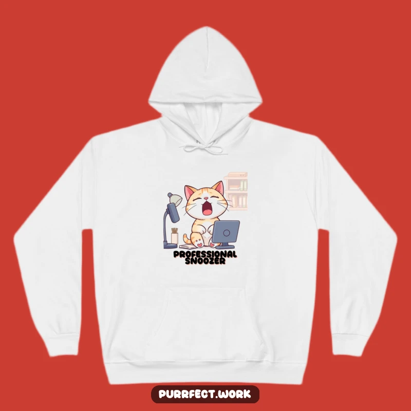 Cozy Funny Sleepy Cat Hoodie - Warm Yawning Desk Kitty Sweatshirt Gift