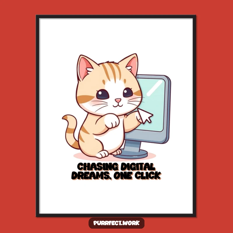 Funny Free Printable Cat Wall Art: Cursor Hunter, Downloadable Tech Decor Gift