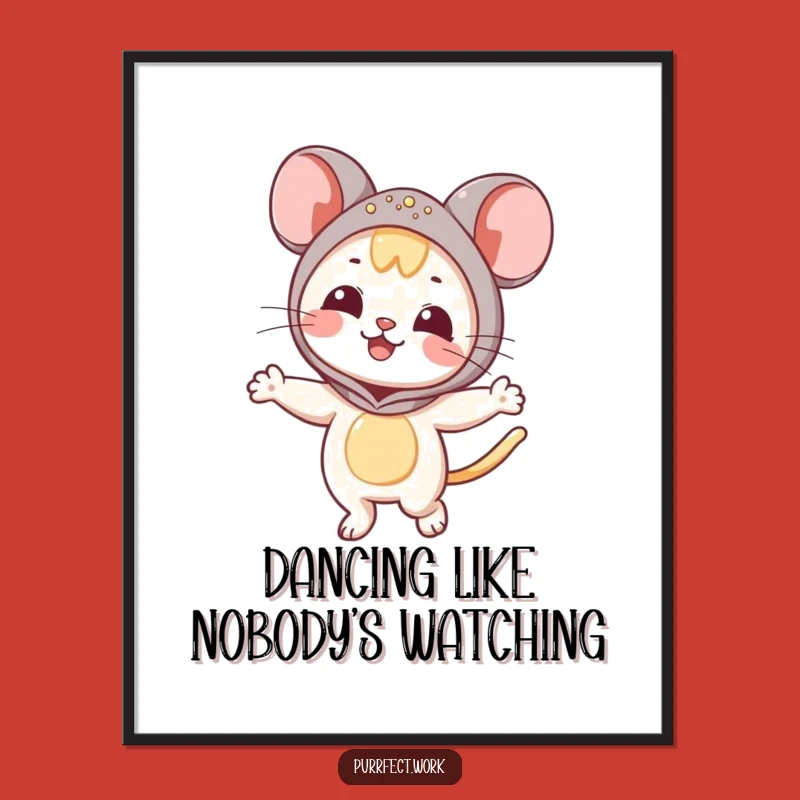 Free Printable Party Cat Art: Mouse Costume Cat Dancing Downloadable Decor