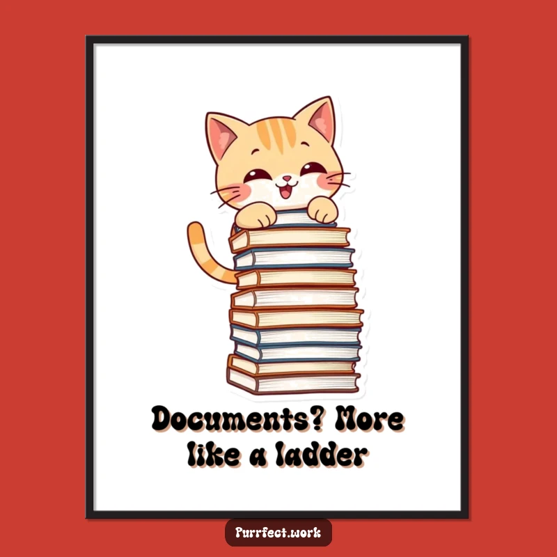Free Printable Cat Climber Wall Art - Humorous Downloadable Decor for Office Spaces