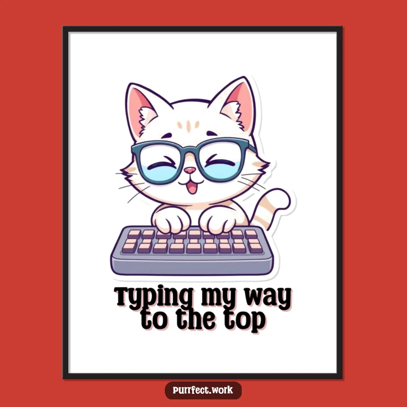 Free Printable Wall Art: Focused Cat Typist - Funny Downloadable Decor for Writers!