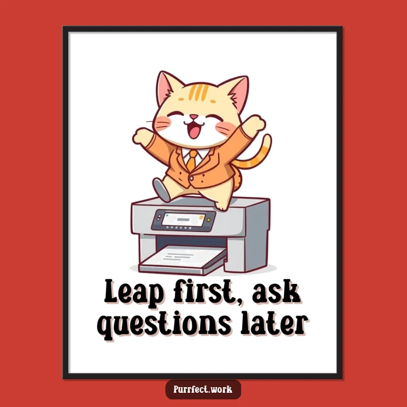 Free Printable Wall Art: Dapper Cat Printer Leap Art, Hilarious Downloadable Decor