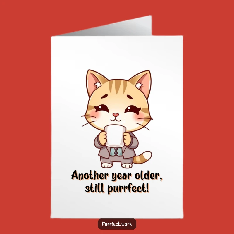 Free Printable Boss Cat Birthday Card: Suit Cat Coffee Mug Greeting