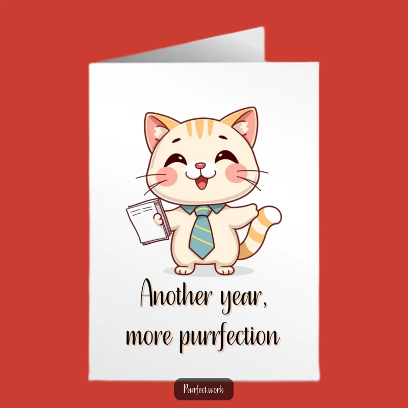 Free Printable Birthday Card: Dapper Cat Delivering Wishes - Downloadable Funny Gift