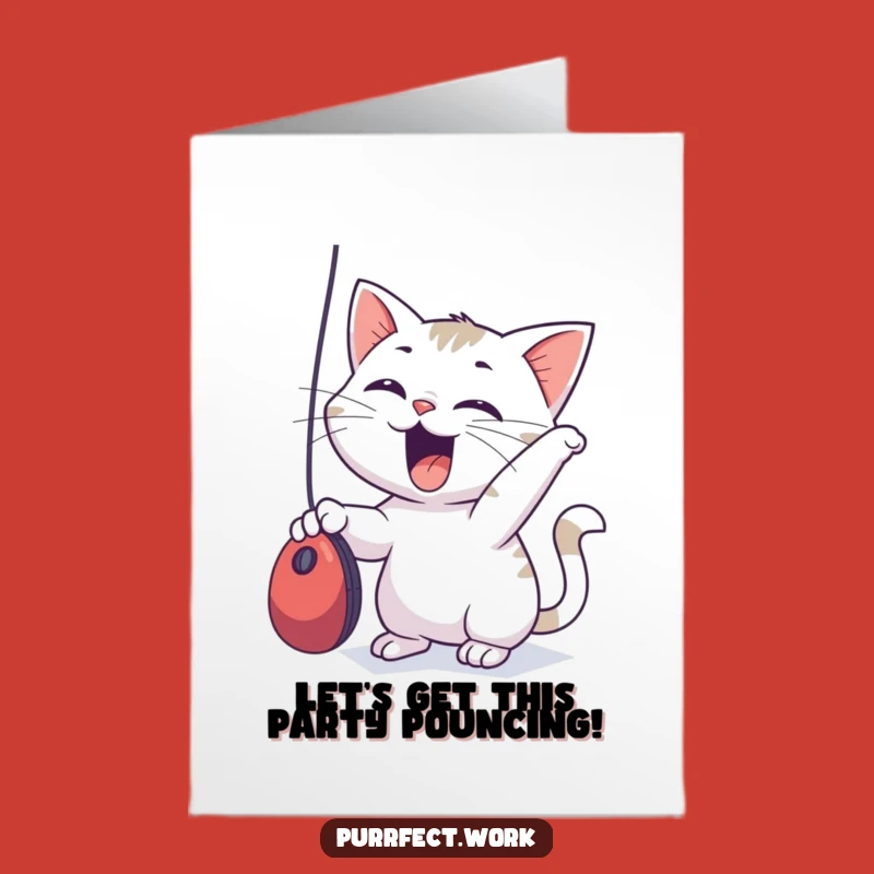 Free Printable Birthday Card: Excited Cat Pouncing - Funny Cat Lover Download