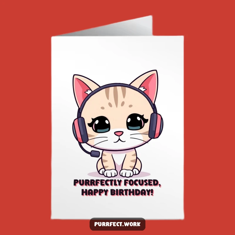 Free Printable Birthday Card: Focused Cat Gamer for a Hilarious Downloadable Gift