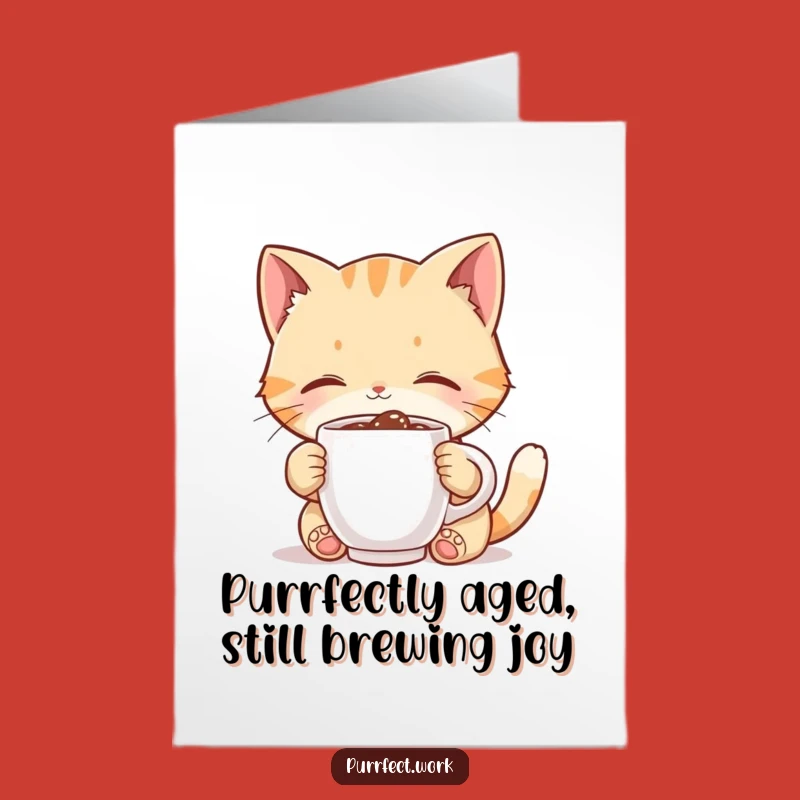 Add a jolt of humor to their birthday with this free printable greeting card! Easy to print at home, this design features a cat loving coffee.