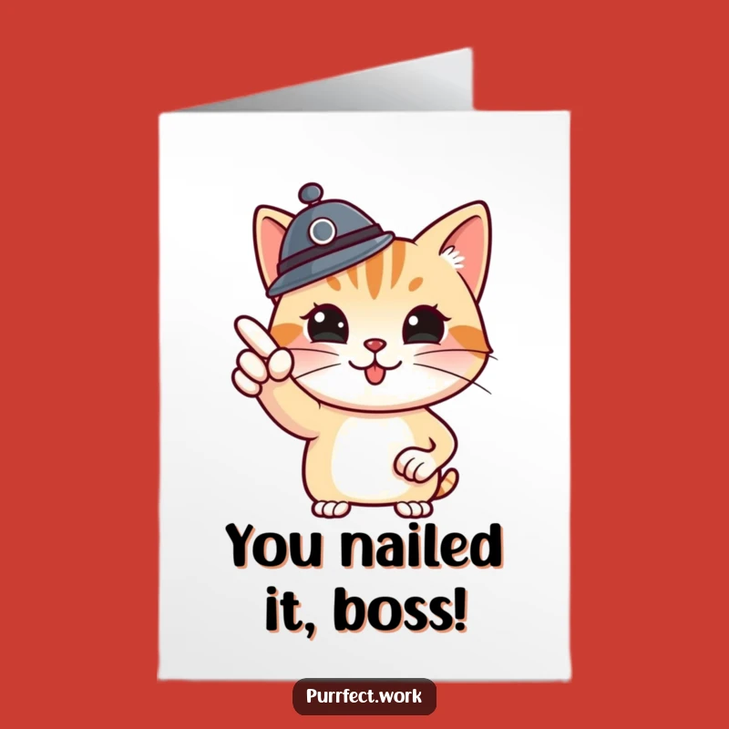 Free Printable Boss Cat Congrats Card - Top Executive Downloadable Gift