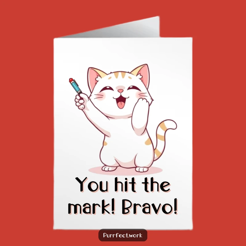 Free Printable Congrats Card: Cat's Playful Win - Funny Downloadable Celebration!